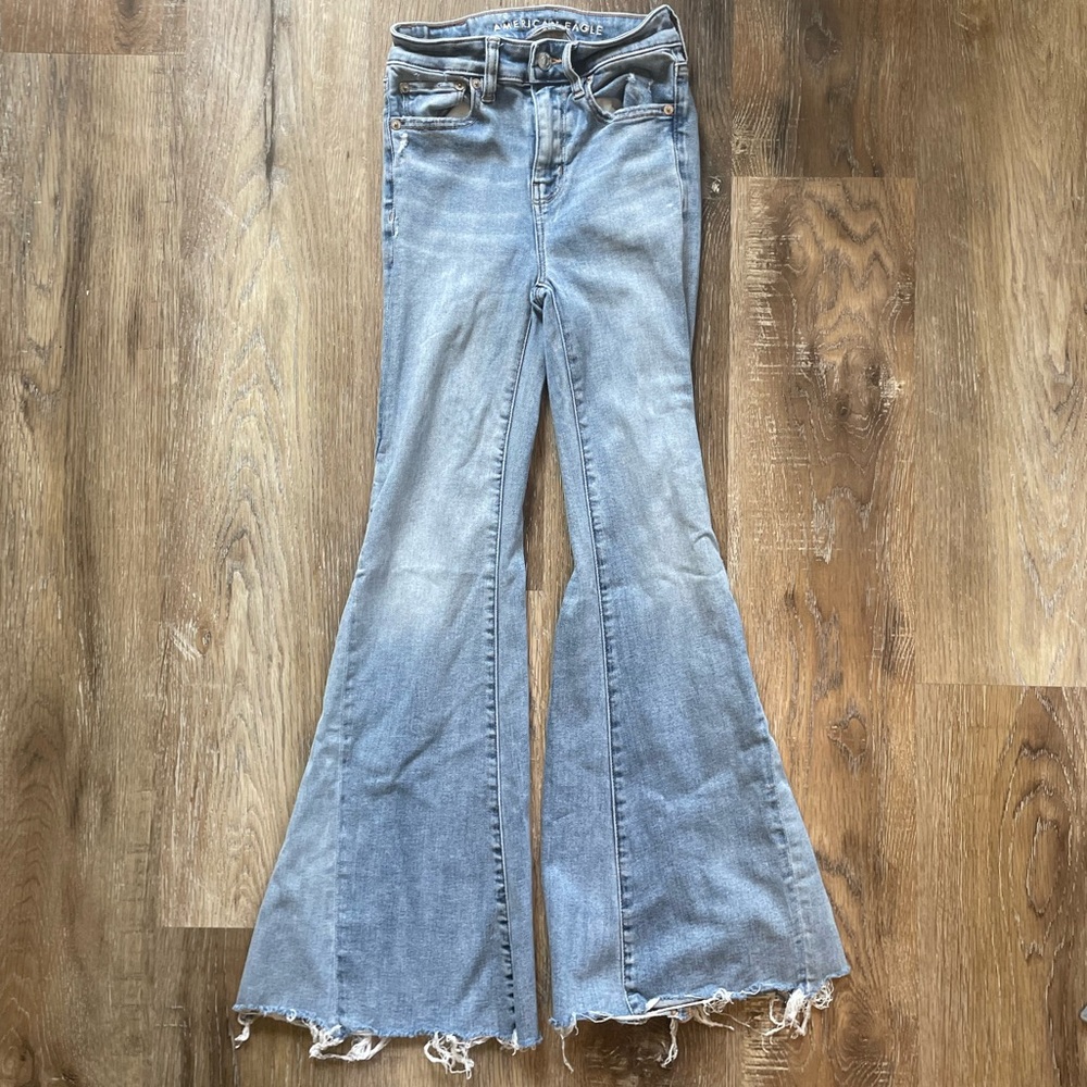 american eagle outfitters light blue flare jeans